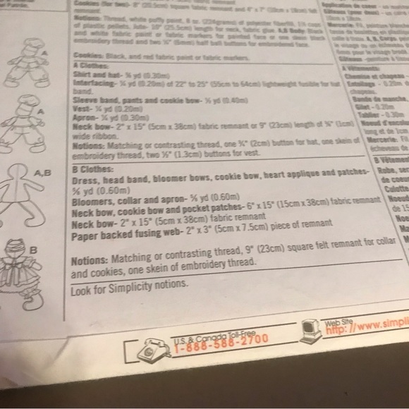 Vtg Gingerbread People Body and Clothes 16" New 2001 Simplicity 9880 - Picture 7 of 8